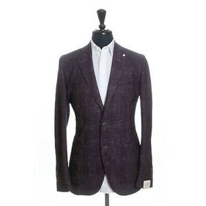 L.B.M. 1911 Mens Purple Single Breasted Slim Fit Cotton Blend Blazer 50R